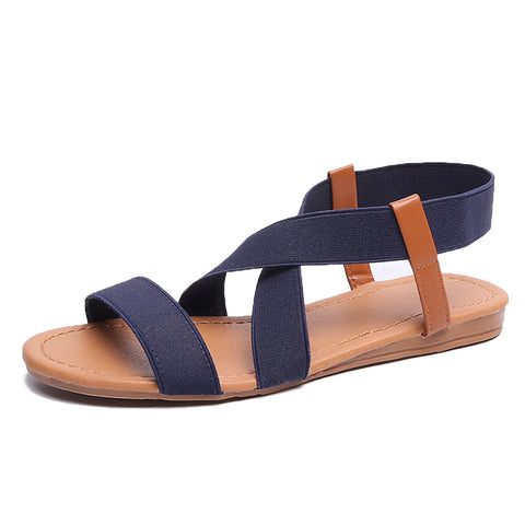 European and American flat-bottomed fishmouth sandals female elastic Roman sandals m3331113