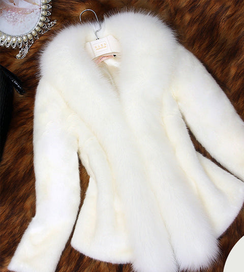 Imitation mink fur imitation coat fox fur collar slim fit m301273