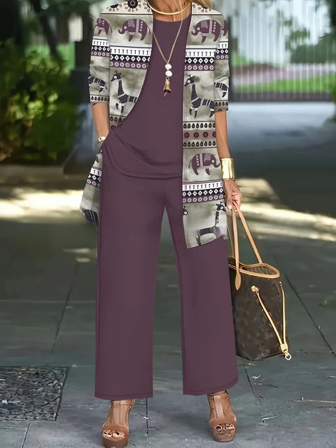 3D printed 3-piece cardigan + vest + trousers fashionable wear m302849