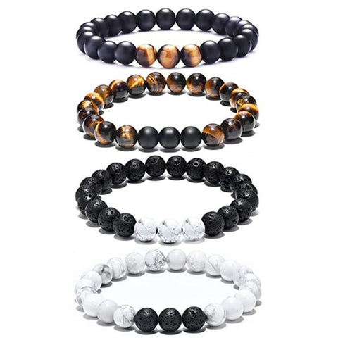 Black Gallstone Elastic Bracelet Skull Pendant Natural Turquoise Tiger Eye Tassel Crystal Volcanic Stone Beaded Bracelet m3331320