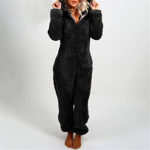 Fleece Thickened Fluffy Jumpsuit Hooded Pajamas m302166
