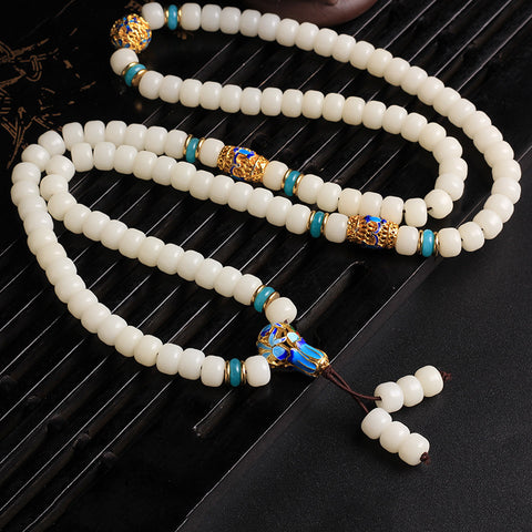 White Jade Bodhi Bracelet 108 Buddha Beads Beads, Jingtai Blue and White Natural Jade Bodhi Root Bracelet Ethnic Style Jewelry m3331300