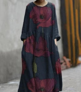 3D printed casual loose dress women m301278