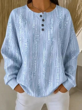 T-shirt à col montant quatre boutons imprimé numérique 3D pour femme m303206-2