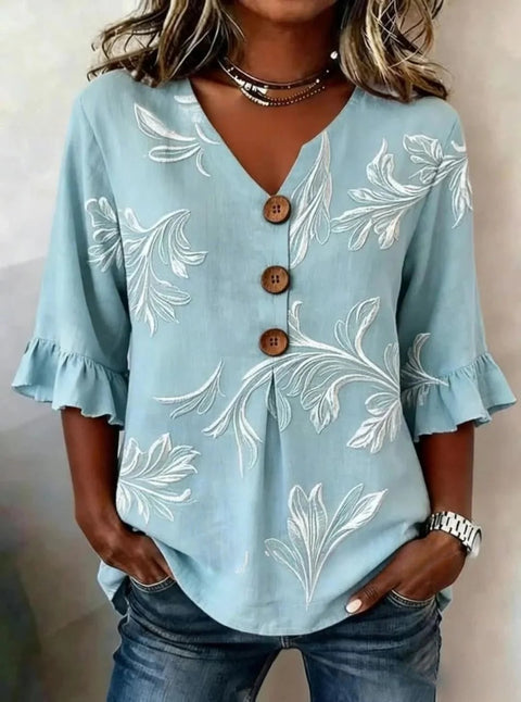 3D digital printing floral pattern women's long-sleeved buckle cardigan top m302703