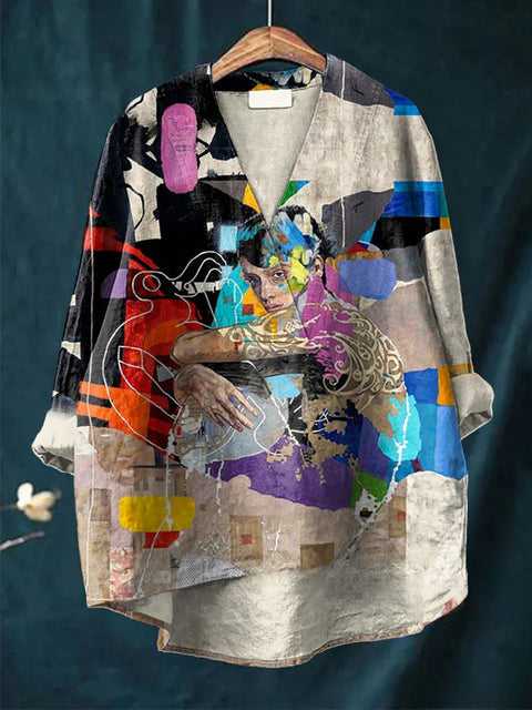 Loose printing crew neck casual large size women's T-shirt m301276