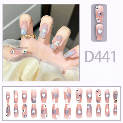 Elegant and fresh temperament wind manicure ice transparent rhinestone removable wearable nail m5010688