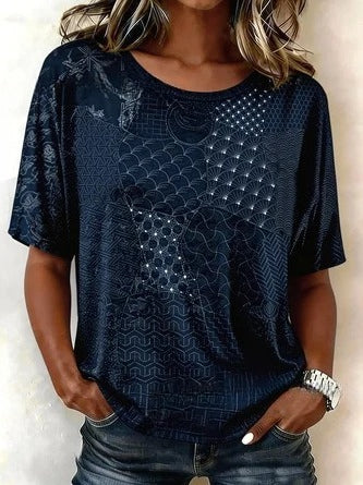 Lockeres T-Shirt Damen Rundhals-Oberteil m303073