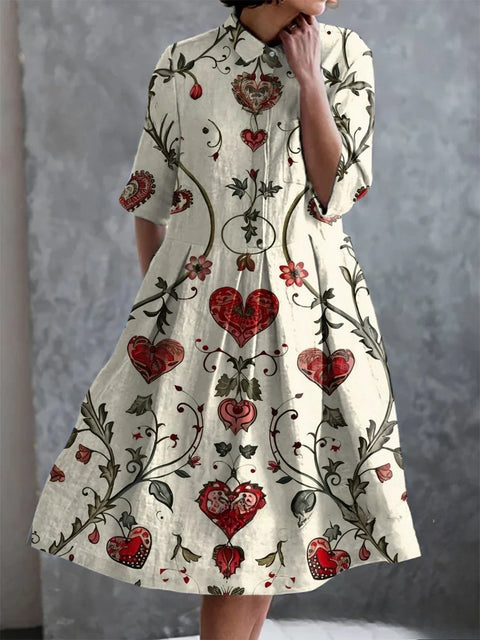 Robe chemise courte en chanvre élastique, motif floral japonais, style vacances, jupe pendule m303187