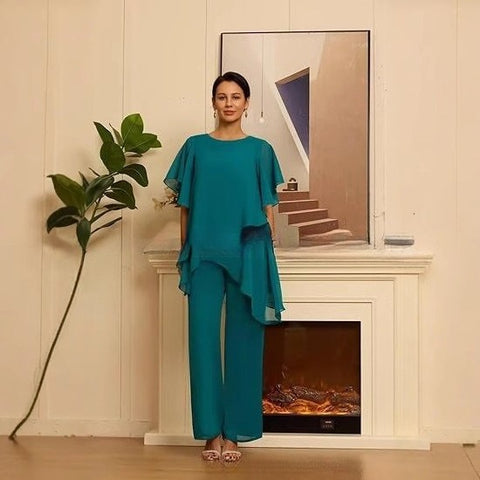 Temperament chiffon solid color loose irregular fashion suit m301710