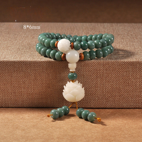 Natural green skin weathered green yin skin Bodhi root bracelet 108 pcs, Bodhi seed Wenwan Buddha beads rosary beads m3331235