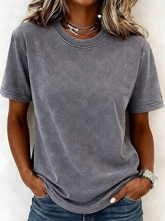 Lockeres T-Shirt Damen Rundhals-Oberteil m303073