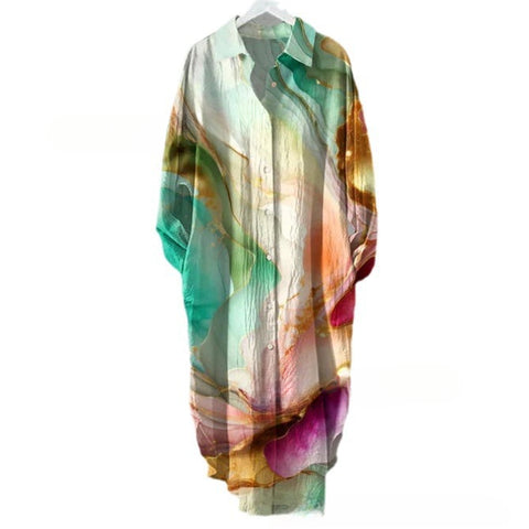 Fashion casual loose lapel mid-length shirt women's m301282