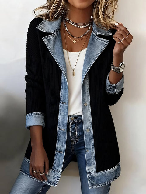 Neue Damenbekleidung modische und elegante figurbetonte Langarm-Spleißjacke m303210