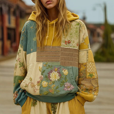 casual hooded long-sleeved pullover, regular digital printing women's sweater m303127