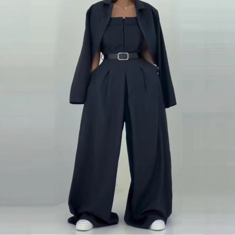 Women's off-the-shoulder jumpsuit jacket-style jacket commuter suit m302300