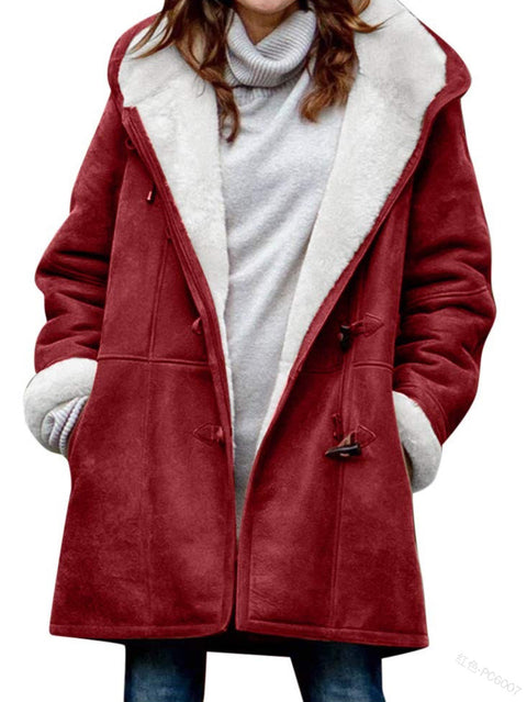 plush collar pocket women's coat m300603