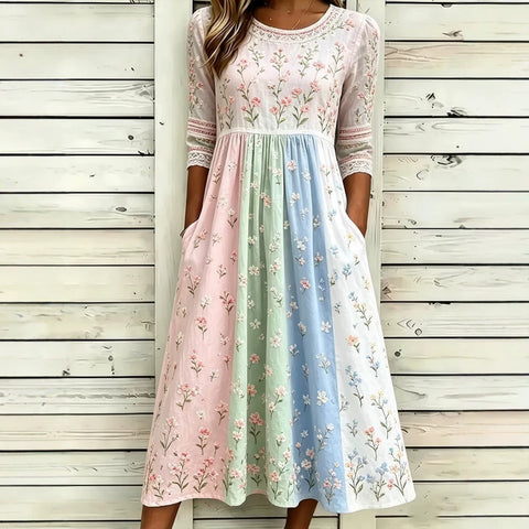 Mode Digitaldruck weites Kleid Blumen m303053