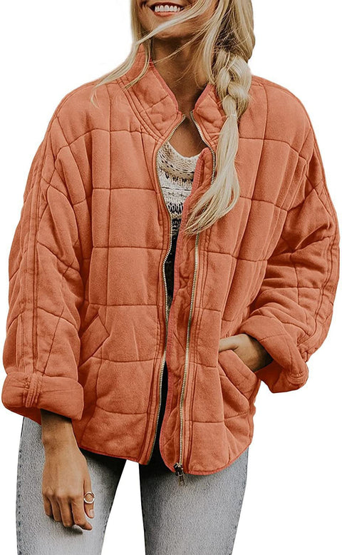Stand-up collar cotton-padded jacket loose long-sleeved pocket jacket m303241