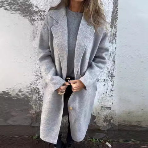 Women's autumn and winter lapel collar long-sleeved casual woolen jacket m302006