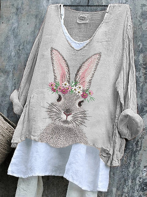 Women's pullover loose casual long-sleeved 3D printed pullover T-shirt m302447