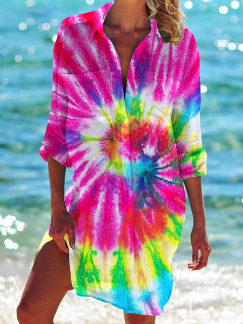 Bikini jacket shirt swimsuit cardigan women's printed resort beach shirt m301274