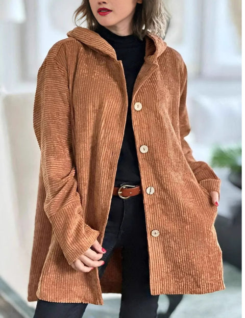 Autumn and winter hooded loose women's corduroy casual jacket m301672