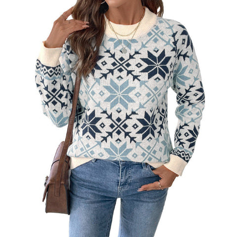 Casual women's pullover jacquard sweater m300787