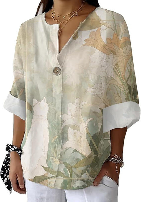 Fashion Women's Coconut Button Long Sleeve Shirt m302752