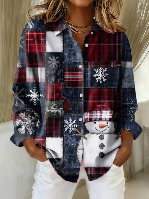 Women's autumn shirt new European and American trend plaid printing 3D shirt m302175