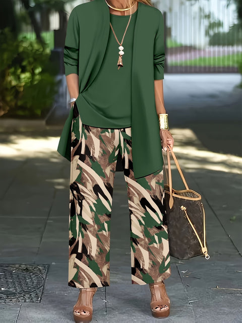 Jacket with vest top and elegant slacks 3-piece women's set m302760