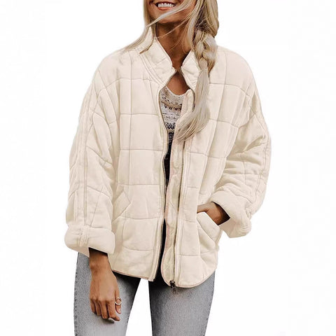 Stand-up collar cotton-padded jacket loose long-sleeved pocket jacket m303241