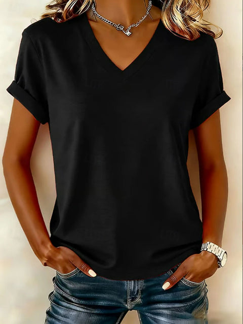 3D digital printing V-neck casual trend 3D short-sleeved women's T-shirt m302708