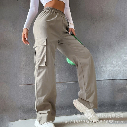 Beltless trousers high waist season wide leg trousers straight loose temperament commuter trousers casual trousers m301371