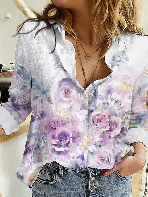 Long Sleeve Shirt 3D Sequin Gradient Print Loose Casual Top m302406