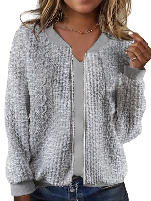 Zipper twist long-sleeved sweater jacket baseball women m300406