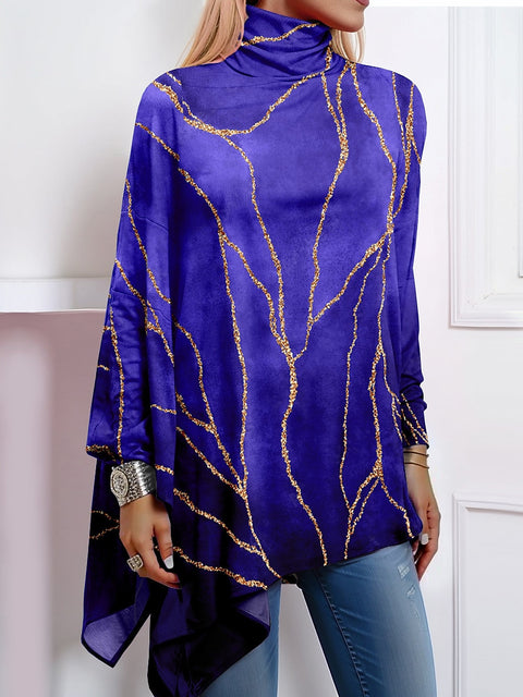 3D printing loose turtleneck urban casual women's T-shirt m302409