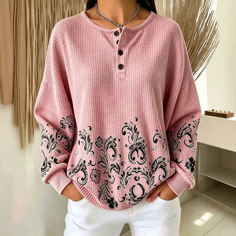 Women's new retro delicate flower print sweater m303313