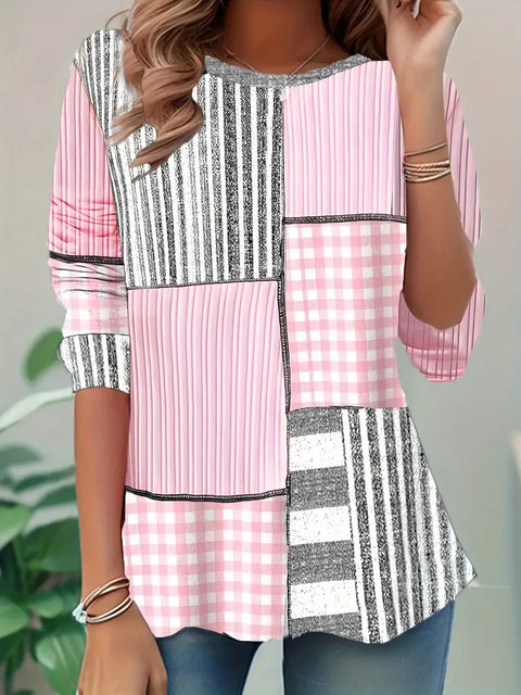 New high-end ethnic casual versatile long-sleeved crew neck T-shirt m301724