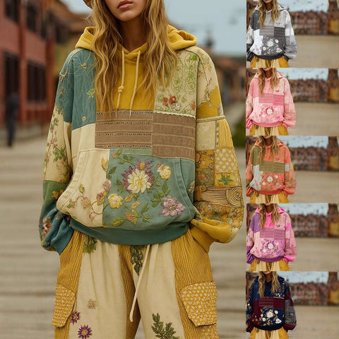 casual hooded long-sleeved pullover, regular digital printing women's sweater m303127
