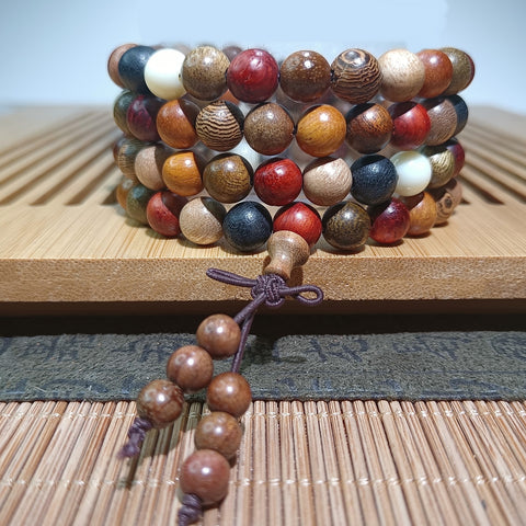 Guofeng 108 bracelets, sandalwood bead bracelets, various handheld Chinese knot rosary beads m3331293