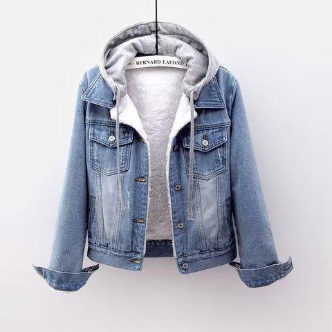 Winter velvet new cotton clothes loose Korean version denim fur collar thickened jacket women's m301671