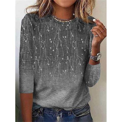 Creative flower 3D digital printing casual trend crew neck T-shirt m302222