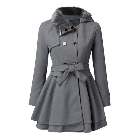 Women's clothing slim-fitting long woolen jacket double-breasted woolen trench coat women's m300531