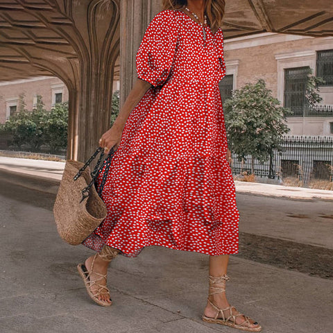 Casual long-sleeved plaid frilly loose dress m301460
