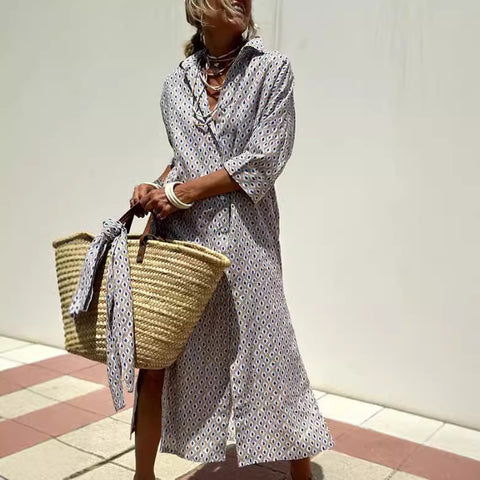 New striped shirt split-ended split-ended dress summer shirt m301585