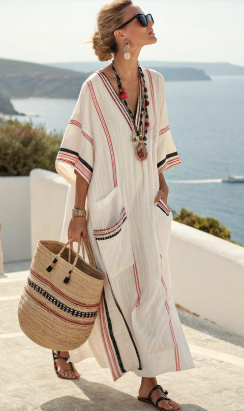 Elegant large size printed long pendulum dress m301523