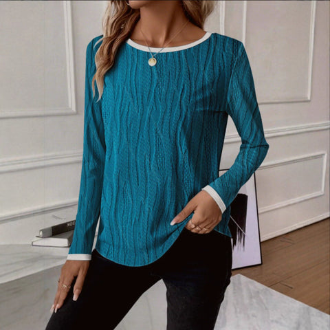 T-shirt geometric casual spring and autumn polyester micro-elastic daily regular version long sleeve m302101