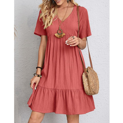 Summer loose casual short-sleeved waist elegant dress m300029