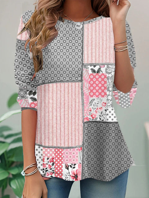 New high-end ethnic casual versatile long-sleeved crew neck T-shirt m301724